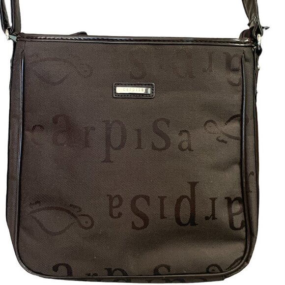 Carpisa Italian Crossbody Shoulder Bag Vegan Polyester  Brown #13J - Picture 1 of 6